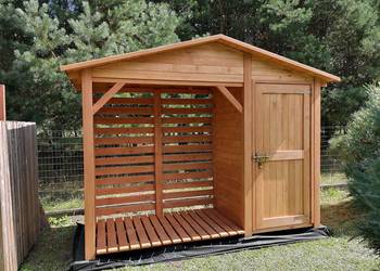 Drewutnia 2 x 1,1m + narzędziówka 1,14 x 1,1m, dach na boki
