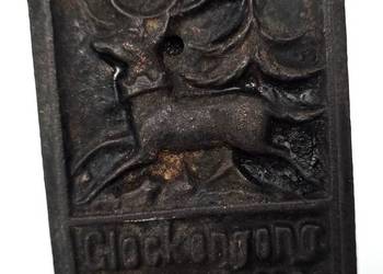 Żeliwna płytka gongu strunowego do zegara Niemcy XIX/XXw motyw myśliwski