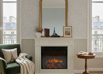 Kominek Vintage Love drewniany rękodzieło wkład elektryczny Dimplex