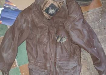 Kurtka skórzana vintage – styl pilotka / Top Gun – brązowa, męska