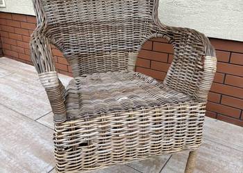 Fotel rattanowy Ikea Byhomla krzesło z podłokietnikami  balkon taras