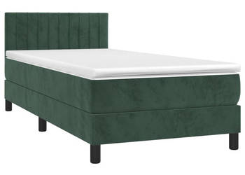 Łóżko kontynentalne z materacem i LED zielony aksamit 90x200 cm WM-3134504