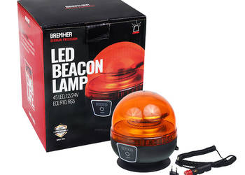 LAMPA OSTRZEGAWCZA "KOGUT" BEZPRZEWODOWA OKRĄGŁA, MAGNES, 45 LED, 12/2