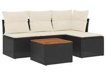 5-cz. zestaw wypoczynkowy do ogrodu poduszki czarny rattan PE WM-3255923