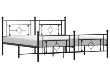 Metalowe łóżko z zanóżkiem bez materaca czarne 180x200 cm