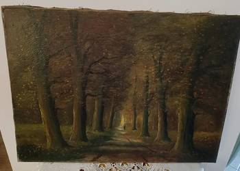Stary obraz olejny na płótnie 70x50 cm.