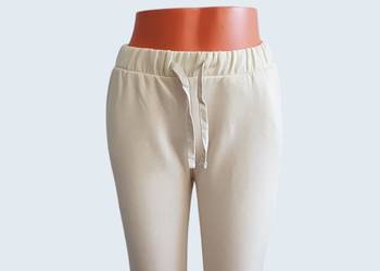 Damskie proste bawełniane dresowe spodnie z wysokim stanem ecru Crane 36/38