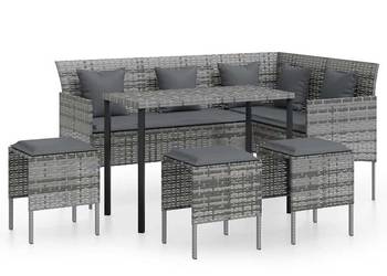 Zestaw mebli ogrodowych narożnik + stolik + pufy technorattan