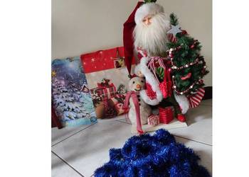 niebieski granatowy łańcuch na choinkę choinkowy błyszczący długi