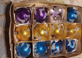 bombki PRL w oryg kartonie tukace i 2 serca plastik