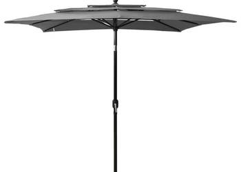 3-poziomowy parasol na aluminiowym słupku antracyt 25x25 m WM-313838