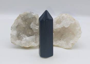 Unikat kolekcjonerski naturalny Czarny kwarc obelisk stożek stojący 81mm#53