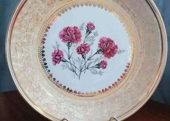 Duży Talerz Patera Dekoracyjna Goździki Wałbrzych PRL