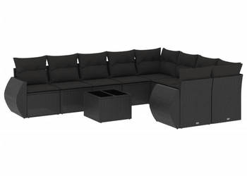 10-cz. zestaw wypoczynkowy do ogrodu poduszki czarny rattan PE WM-3254182