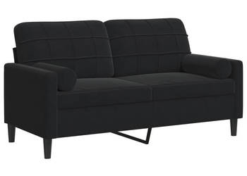 2-osobowa sofa z poduszkami czarna 140 cm aksamit WM-3278224
