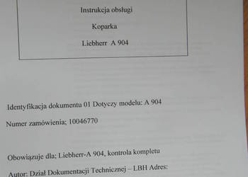 DTR INSTRUKCJA OBSŁUGI LIEBHERR A904C i inne