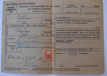 Strzemieszyce - Anna Kasek - Ubezpieczenia Chorobowe z 1943r
