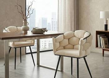 Beżowe Krzesło Tapicerowane Aya, Wysyłka 24H, Dostawa 0zł!