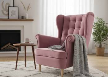 Fotel Uszak Skandynawski Cukierkowy Róż, Dostawa 0zł!