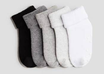 Skarpetki grube frotte H&M noworodek newborn 13 15 bawełna białe czarne sza