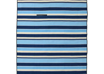 Koc piknikowy składany niebieski w paski 200x150 cm aksamit WM-4004206