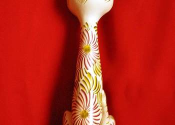 Kot - Poważny kotek malowany - figurka stara - ceramika - 21 x 7 x 5 cm