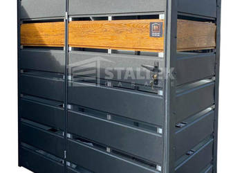 Wiata śmietnikowa 1,5x0,5m antracyt + drewnopodobny - dach dwuspadowy ST156