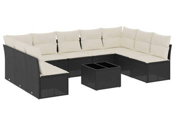 10-cz. zestaw wypoczynkowy do ogrodu poduszki czarny rattan PE WM-3249915