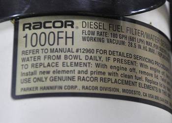 1000FH Filtr paliwa Diesel 180GPH(681lph) Racor