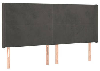Zagłówek do łóżka z LED ciemnoszary 203x16x118/128cm aksamit WM-3123835