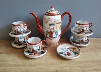 Stara porcelana japońska Kutani, trzy Gejsze