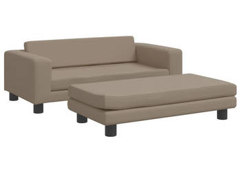 Sofa dziecięca z podnóżkiem cappuccino 100x50x30 cm ekoskóra WM-3196418