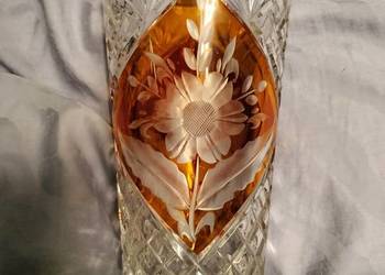 Kryształowy piękny wazon 21 cm wysokość PRL