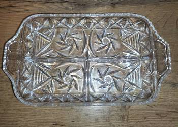 PATERKA/PÓŁMISEK PROSTAKĄT - trójdzielna - ORYGINALNY ZABYTEK - KRYSZTAŁ