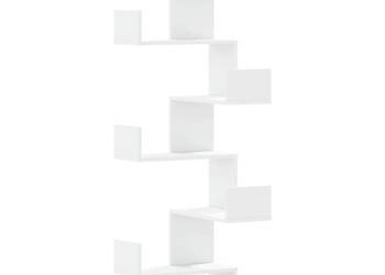 vidaXL Narożna półka ścienna, biała, 45x45x147 cm（SKU:852636）