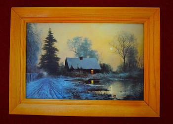 Zima - mała reprodukcja w drewnianej ramie