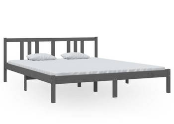 Rama łóżka szara lite drewno 160 x 200 cm WM-814896