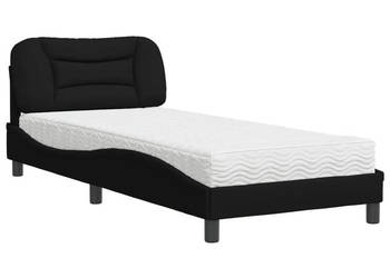 Łóżko z materacem czarne obite tkaniną 90x200 cm WM-3208508