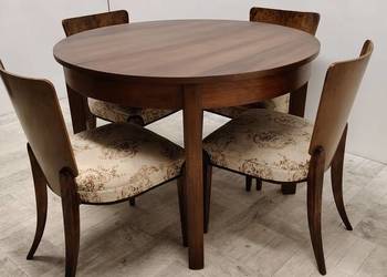 stół drewniany stary okrągły rozkładany do salonu vintage design Polski