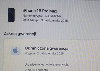 NOWY Smartfon APPLE iPhone 16 Pro Max 5G 512GB 6.9" 120Hz Tytan czarny NOWY Smartfon APPLE iPhone 16 Pro Max 5G 512GB 6.9" 120Hz Tytan czarny