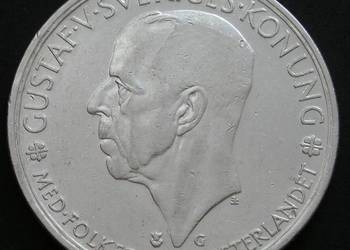 SZWECJA 5 KORON 1935 - GUSTAW V - SREBRO