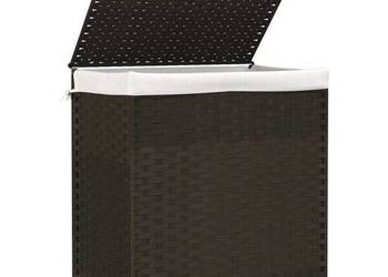 vidaXL Kosz na pranie, 2 komory, ciemny brąz, 53x35x57 cm(SKU:372035)