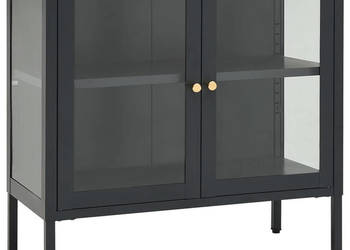 Szafka boczna antracytowa 70x35x70 cm stal i szkło WM-336066