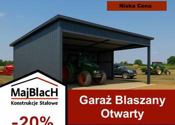 A116-Garaż Blaszany Otwarty WIATA OTWARTA / Magazyn / Schowek   - Maj-Blach