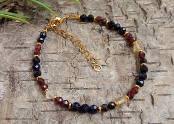 Piękna bransoletka z cytrynem, granatem i nocą Kairu