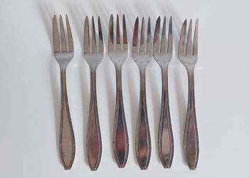 6 widelczyków deserowych Hefra, stainless, nierdzewne, kawowe