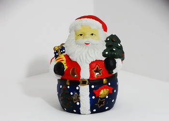 Ceramiczny Mikołajek świecący – świecznik świąteczny
