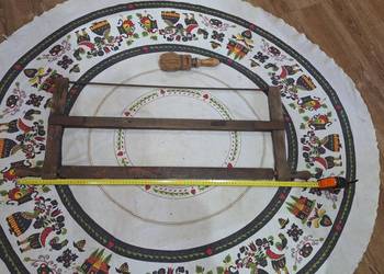 Stara piła drewniana obrus i pędzel - zmiotka zestaw 3 szt.