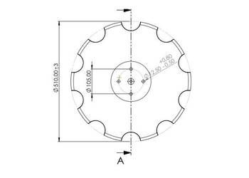 Talerz 510x5, 4x105x12,5 , zębaty, typ Lemken Heliodor nr oryginału  34910…