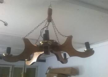 Lampa Wisząca drewniana duża 5 żarówek
